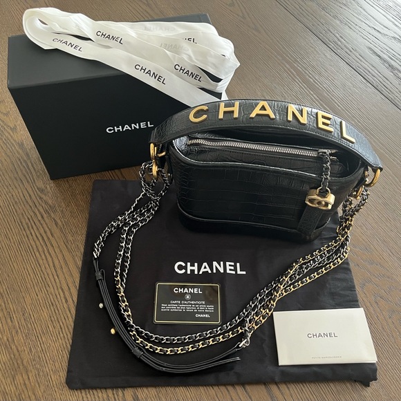 CHANEL Handbags - CHANEL Crocodile Embossed Calfskin Gabrielle Coco Hobo Small Bag 💯 Authentic